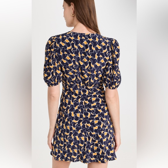 STAUD Mini Milla Dress in navy yellow abstract print size 2! - Picture 4 of 12